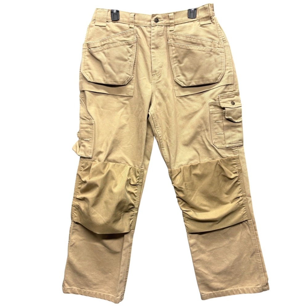 Blaklader Workwear Tan Cotton Canvas Cargo Work Pants Mens 34x30 (Fits 33x28)